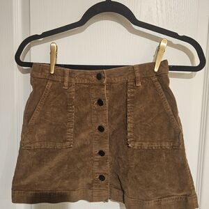 Crewcuts Brown Corduroy Skirt with Button Front
